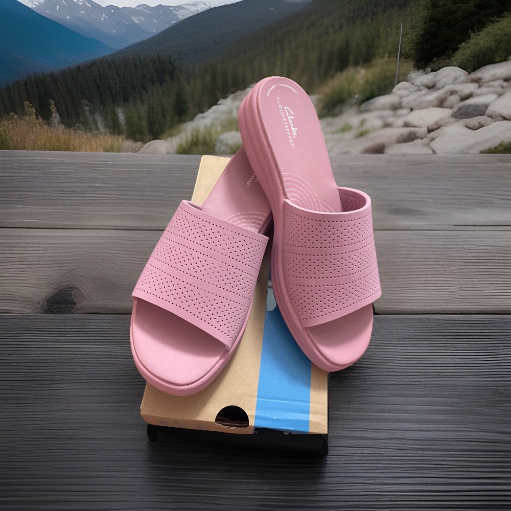 Clarks Womens 12 M Drift Twist Purple‎ Synthetic Casual Slides Sandals Shoes